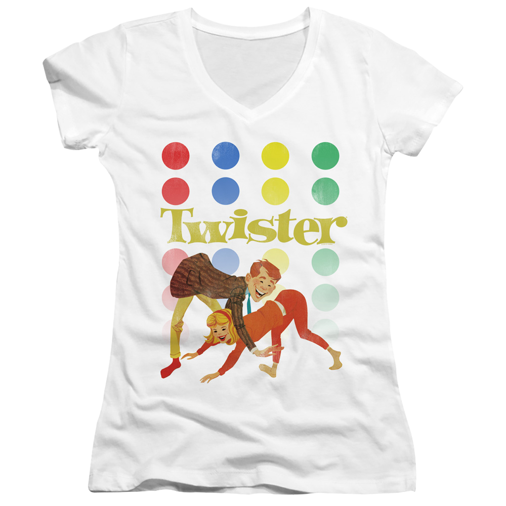 Hasbro Gaming Old School Twister - Juniors V-Neck T-Shirt Juniors V-Neck T-Shirt Twister