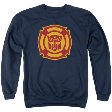 Navy men's crewneck sweatshirt with Transformers Rescue Bots Logo graphic