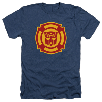 Navy men's heather t-shirt with Transformers Rescue Bots Logo graphic