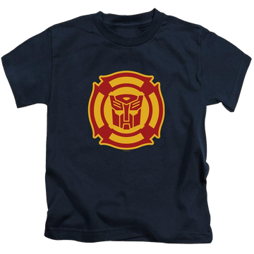 Navy kid's t-shirt for ages 4 to 7 with Transformers Rescue Bots Logo graphic
