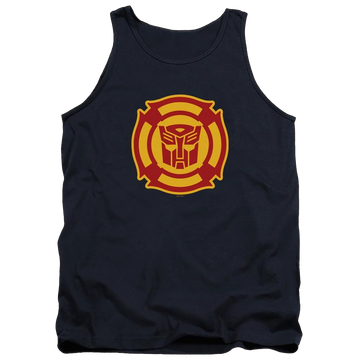 Navy men's tank with Transformers Rescue Bots Logo graphic
