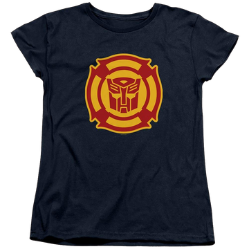 Navy women's t-shirt with Transformers Rescue Bots Logo graphic