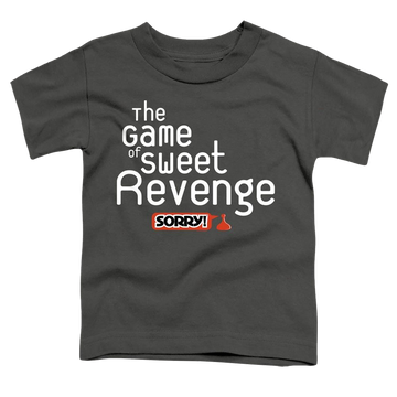 Charcoal toddler t-shirt with Game of Sorry Sweet Revenge graphic
