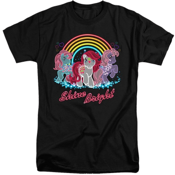 Black men's tall fit t-shirt with My Little Pony Classic Neon Ponies graphic