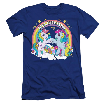 Royal men's premium slim fit t-shirt with My Little Pony Classic Unicorn Fist Bump graphic