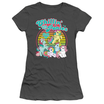 Charcoal juniors t-shirt with My Little Pony Classic Chillin With My Ponies graphic