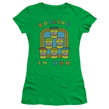 Kelly green juniors t-shirt with Monopoly Play-doh Rolling In Doh graphic