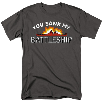 Charcoal men's regular fit t-shirt with You Sank My Battleship graphic