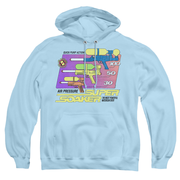 Light blue pullover hoodie with Nerf Original Super Soaker graphic