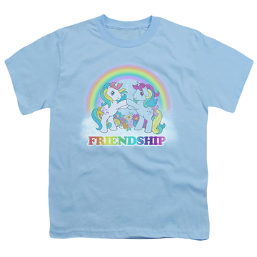 Light blue youth t-shirt for ages 8 to 12 with My Little Pony Classic Friendship graphic