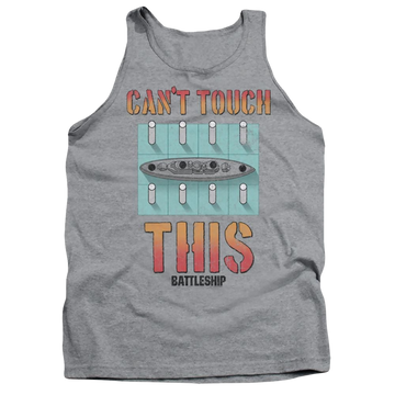 Athletic heather men's tank with Battleship Can't Touch This graphic