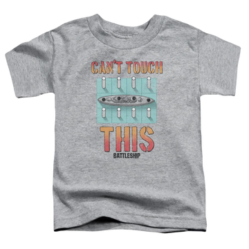 Athletic heather toddler t-shirt with Battleship Can't Touch This graphic