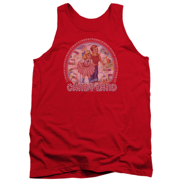 Red men's tank with Candy Land Vintage graphic