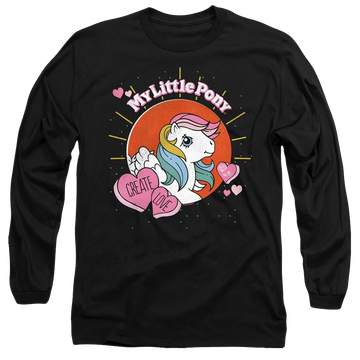 Black men's long sleeve t-shirt with My Little Pony Classic Create Love graphic