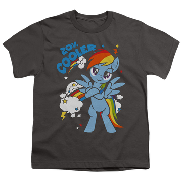 Charcoal youth t-shirt for ages 8 to 12 with My Little Pony Friendship Is Magic 20 Percent Cooler graphic