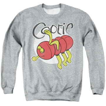 Athletic heather men's crewneck sweatshirt with Hasbro Cootie graphic