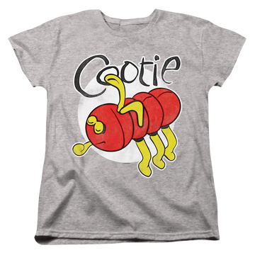 Athletic heather women's t-shirt with Hasbro Cootie graphic