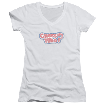 Guess Who Distressed Logo - Juniors V-Neck T-Shirt Juniors V-Neck T-Shirt Guess Who