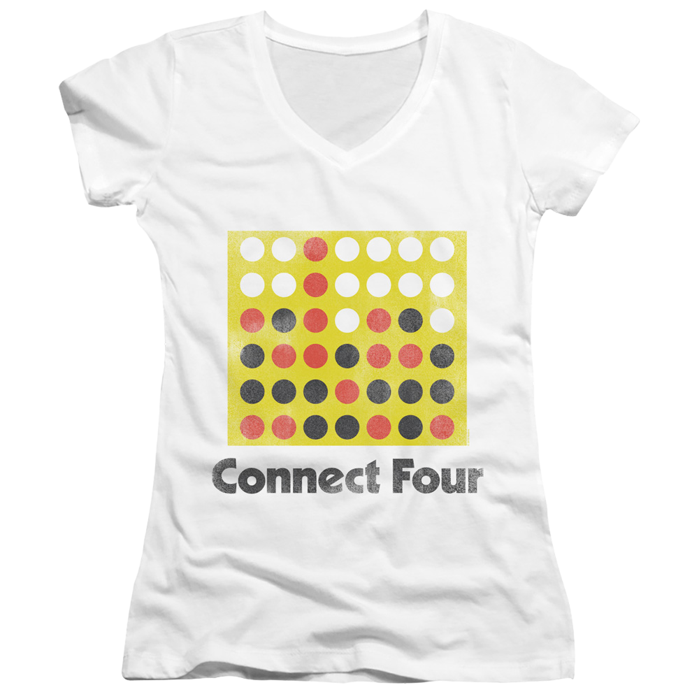 Connect Four Classic Logo Distressed - Juniors V-Neck T-Shirt Juniors V-Neck T-Shirt Connect Four