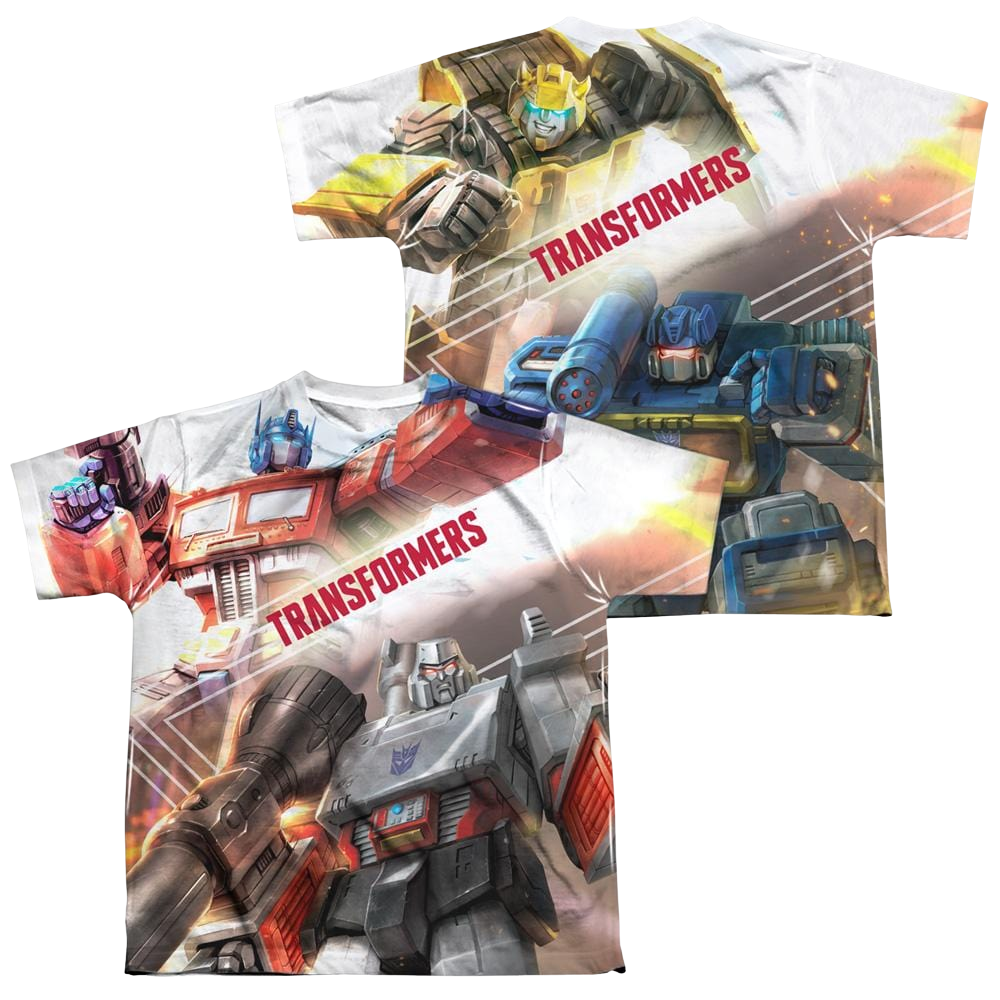 Transformers Warriors Of Cybertron (Front/Back Print) - Youth All-Over Print T-Shirt Youth All-Over Print T-Shirt (Ages 8-12) Transformers