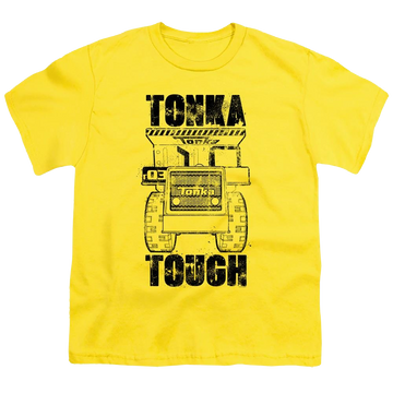 Yellow youth t-shirt for ages 8 to 12 with Hasbro Tonka Tough graphic