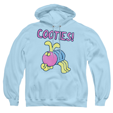 Light blue pullover hoodie with I've Got Cooties graphic
