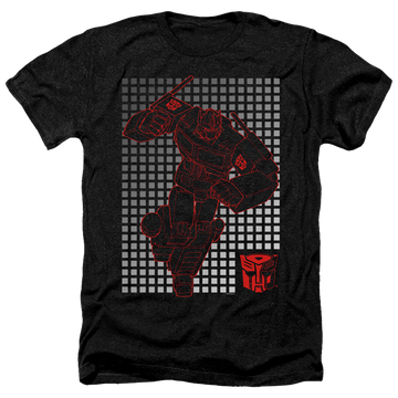 Charcoal men's heather t-shirt with Transformers Optimus Grid graphic
