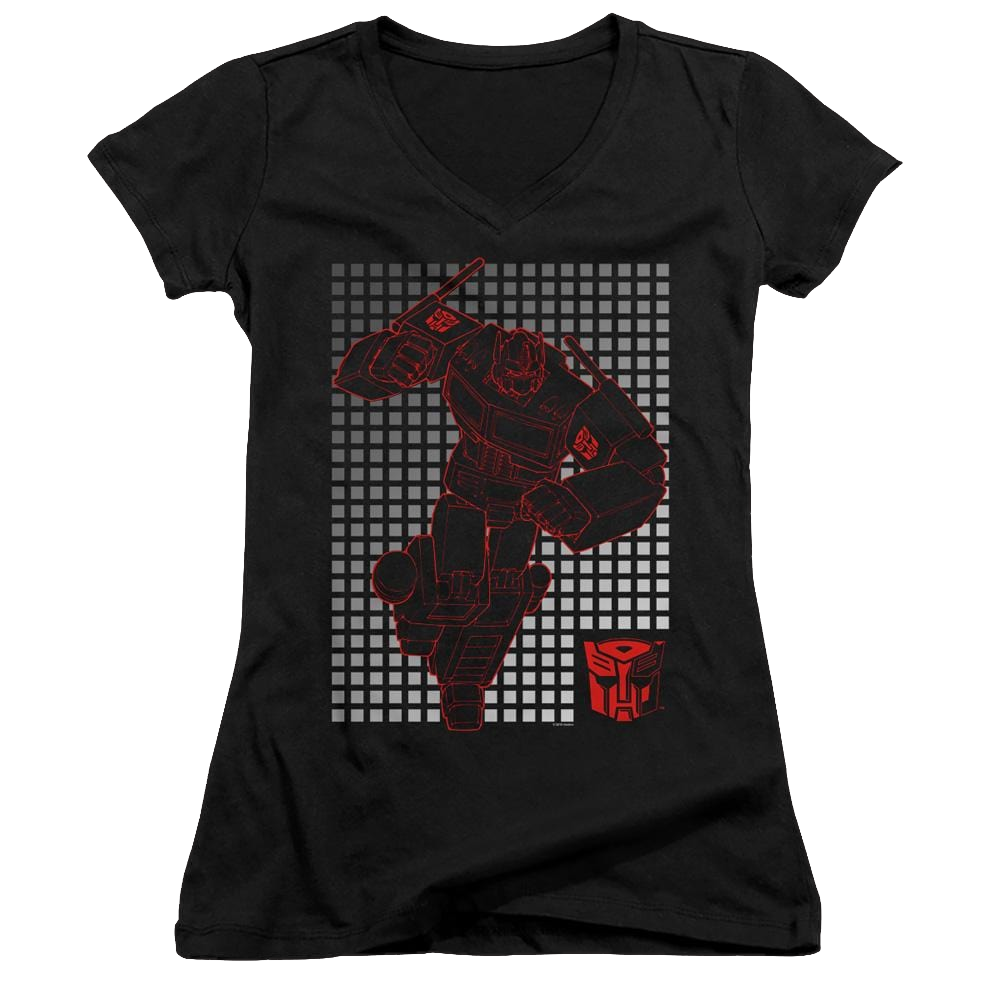 Transformers Optimus Grid - Juniors V-Neck T-Shirt Juniors V-Neck T-Shirt Transformers