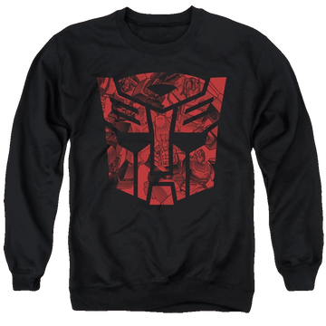 Black men's crewneck sweatshirt with Transformers Tonal Autobot graphic