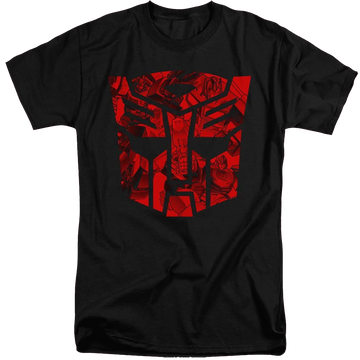 Black men's tall fit t-shirt with Transformers Tonal Autobot graphic