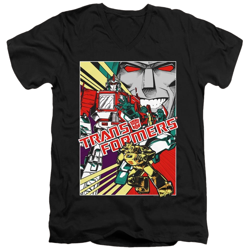 Transformers Comic Poster - Men's V-Neck T-Shirt Men's V-Neck T-Shirt Transformers