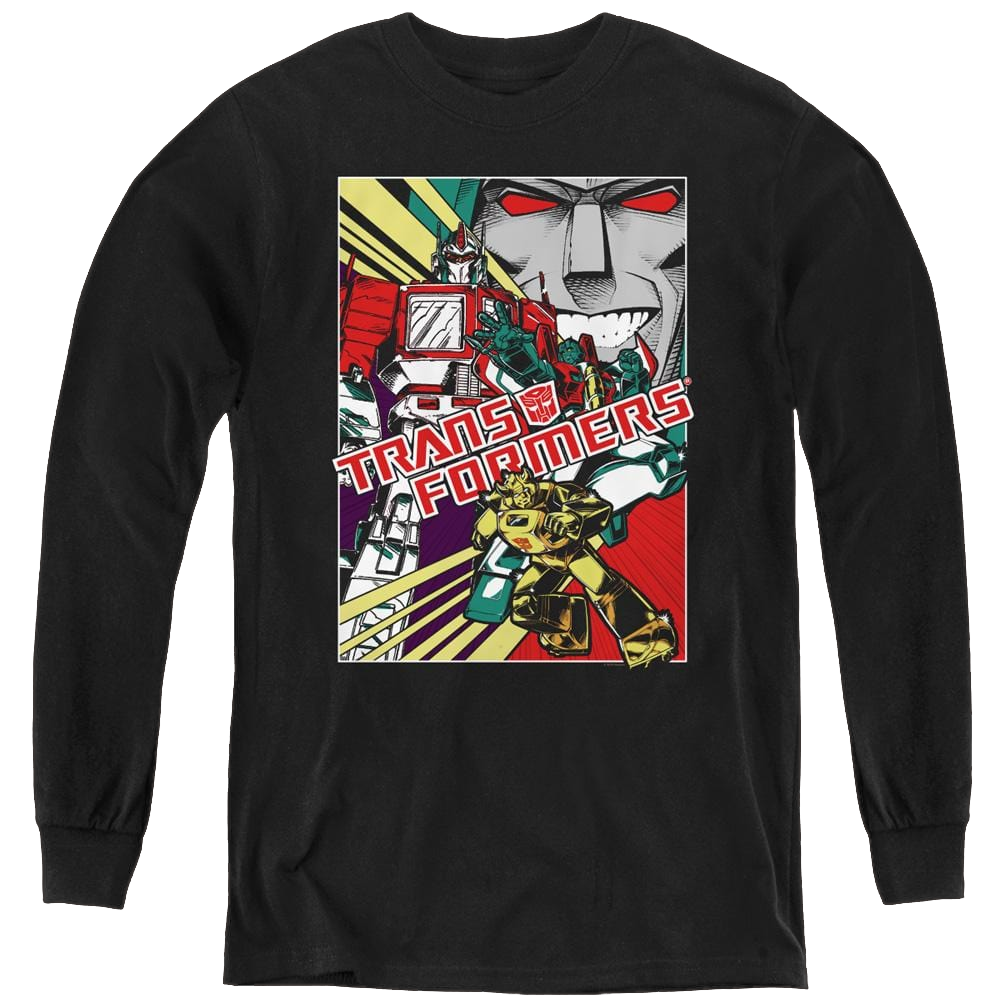 Transformers Comic Poster - Youth Long Sleeve T-Shirt Youth Long Sleeve T-Shirt Transformers