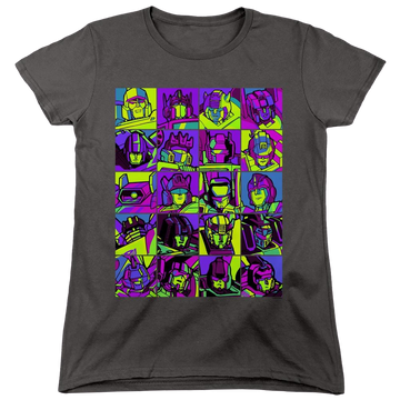 Charcoal women's t-shirt with Transformers Transformer Squares graphic