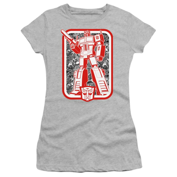 Athletic heather juniors t-shirt with Transformers Autobot graphic