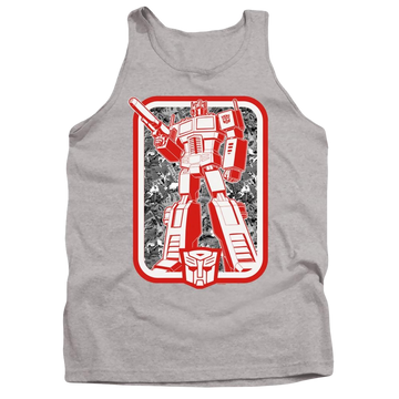 Athletic heather men's tank with Transformers Autobot graphic
