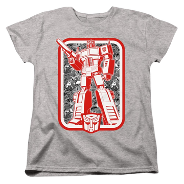 Athletic heather women's t-shirt with Transformers Autobot graphic