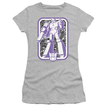 Athletic heather juniors t-shirt with Transformers Decepticon graphic