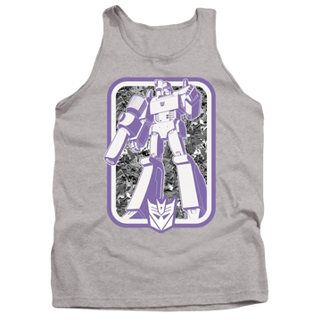 Athletic heather men's tank with Transformers Decepticon graphic