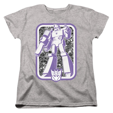 Athletic heather women's t-shirt with Transformers Decepticon graphic