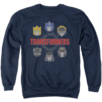 Navy men's crewneck sweatshirt with Transformers Robo Halo graphic