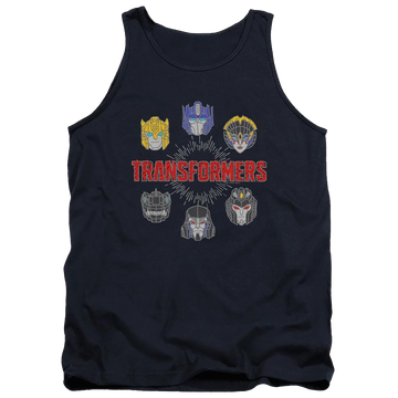 Navy men's tank with Transformers Robo Halo graphic