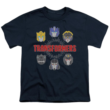 Navy youth t-shirt for ages 8 to 12 with Transformers Robo Halo graphic