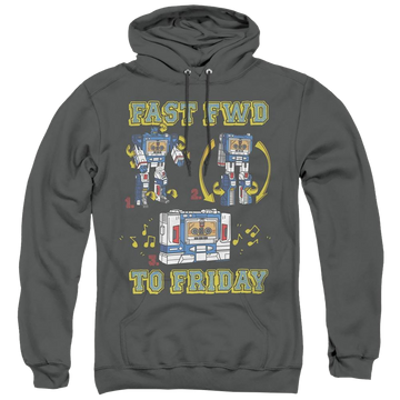Charcoal pullover hoodie with Transformers Forward Friday graphic