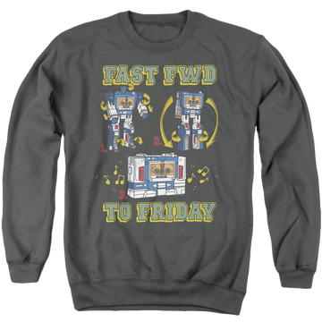Charcoal men's crewneck sweatshirt with Transformers Forward Friday graphic