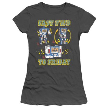 Charcoal juniors t-shirt with Transformers Forward Friday graphic