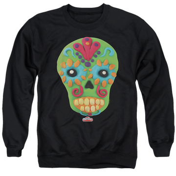 Black men's crewneck sweatshirt with Play-doh Sugar Skull graphic