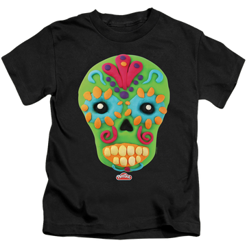 Black kid's t-shirt for ages 4 to 7 with Play-doh Sugar Skull graphic