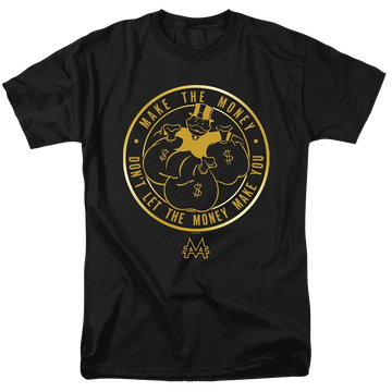 Black men's regular fit t-shirt with Monopoly Make The Money graphic