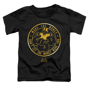 Black toddler t-shirt with Monopoly Make The Money graphic