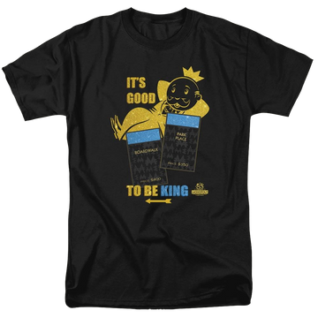 Black men's regular fit t-shirt with Monopoly Its Good To Be King graphic
